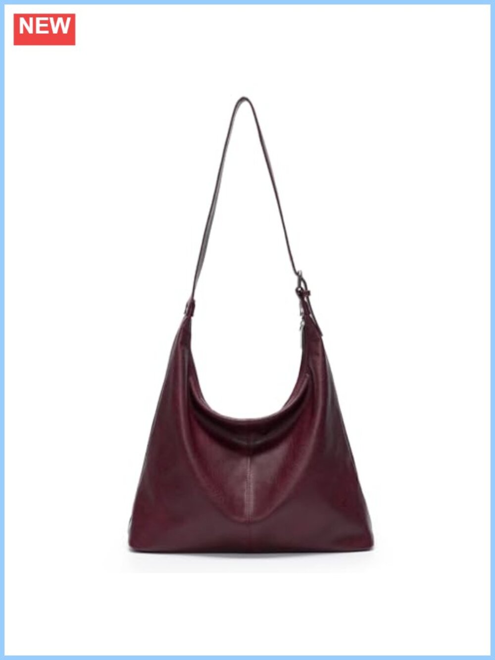 Large Vegan Leather Hobo Bag Slouchy Shoulder Purse Work Handbag
